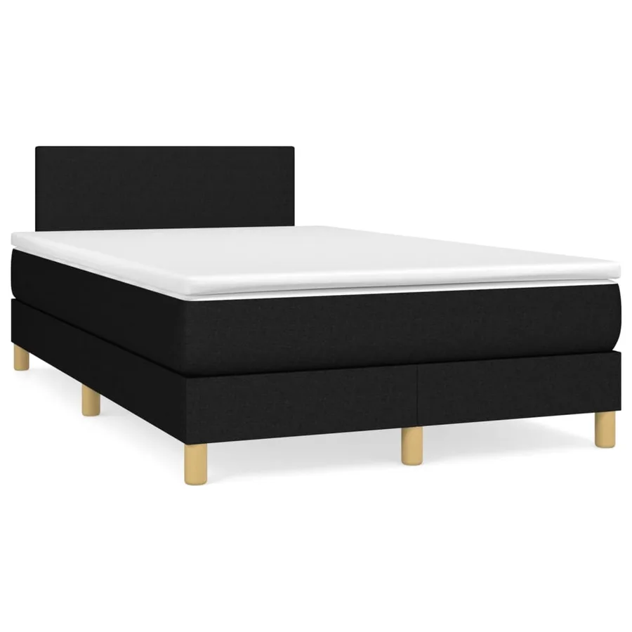 Sommier à lattes de lit avec matelas Noir 120x200 cm Tissu - 2