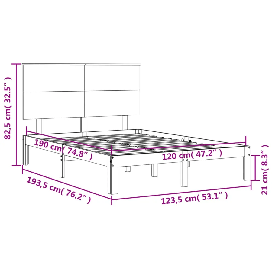 Cadre de lit sans matelas blanc bois de pin massif - 12