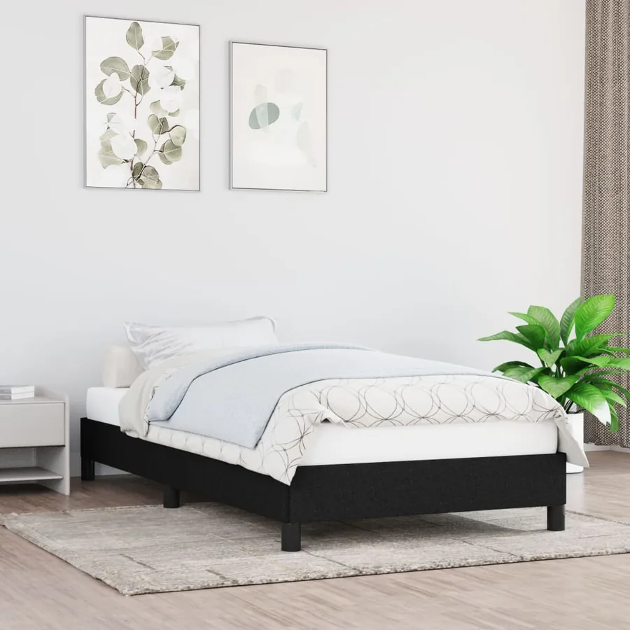 Cadre de lit sans matelas noir 90x200 cm tissu