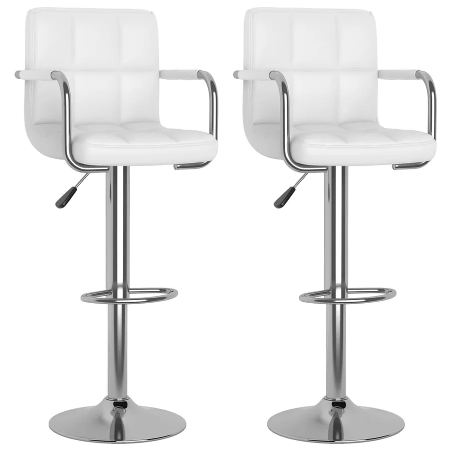 Tabourets de bar lot de 2 blanc similicuir - 2