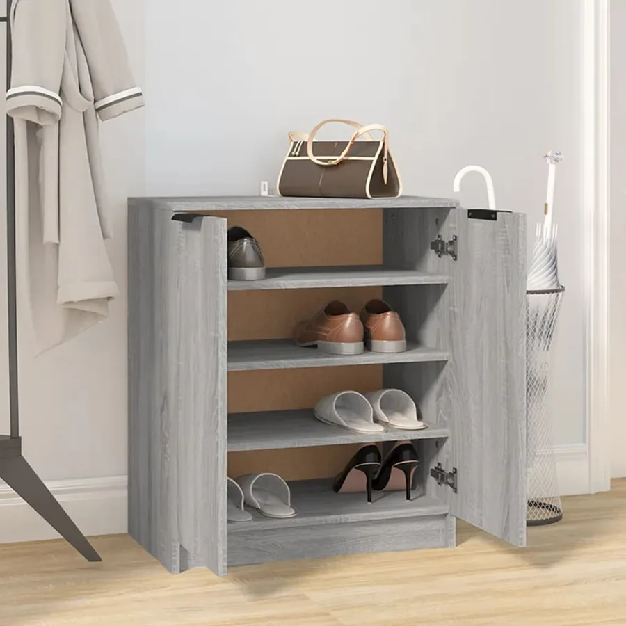 Meuble à chaussures Sonoma gris 59x35x70 cm Bois d'ingénierie - 6