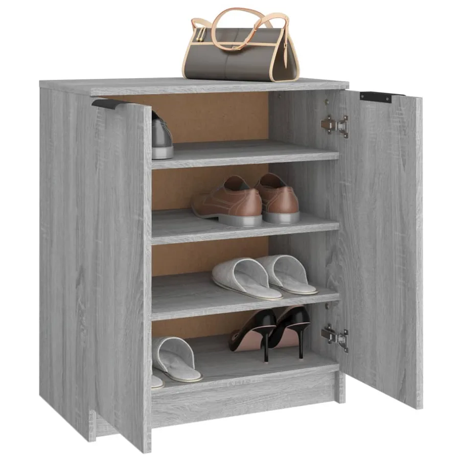 Meuble à chaussures Sonoma gris 59x35x70 cm Bois d'ingénierie - 8
