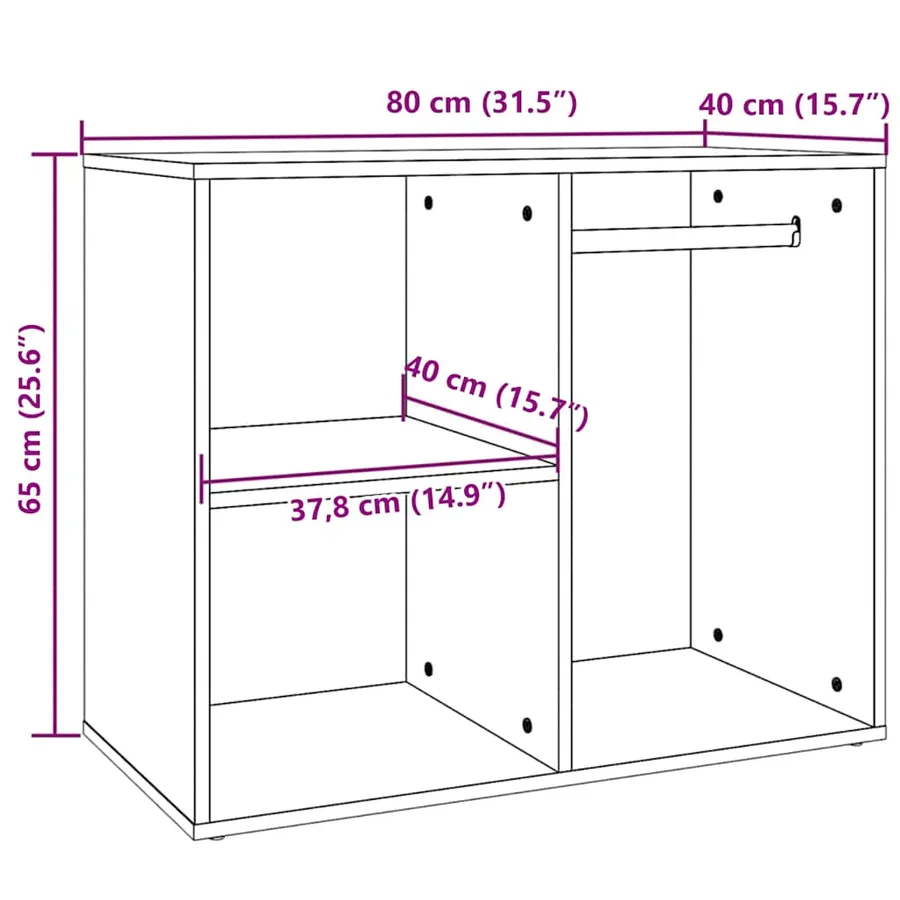 Armoire de dressing Chêne fumé 80x40x65 cm Bois d'ingénierie - 2