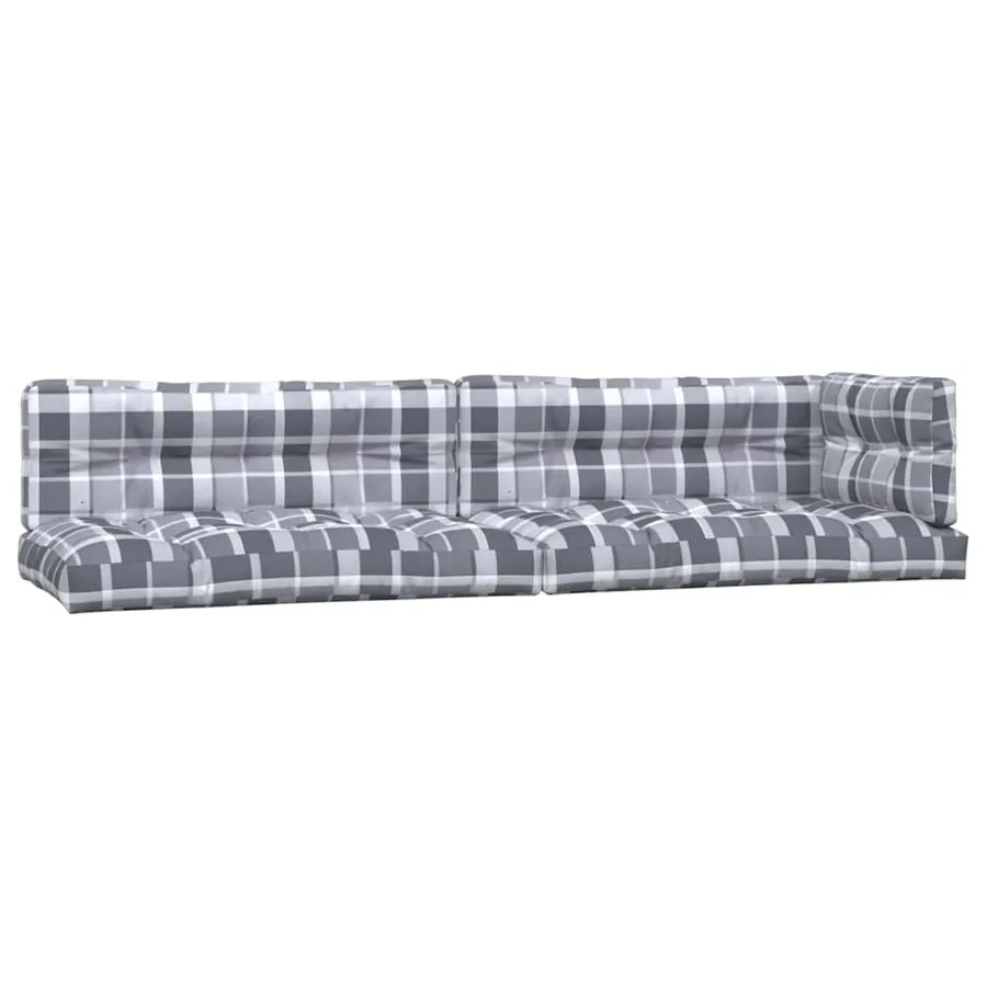 Coussins de palette lot de 5 motif à carreaux gris tissu - 2