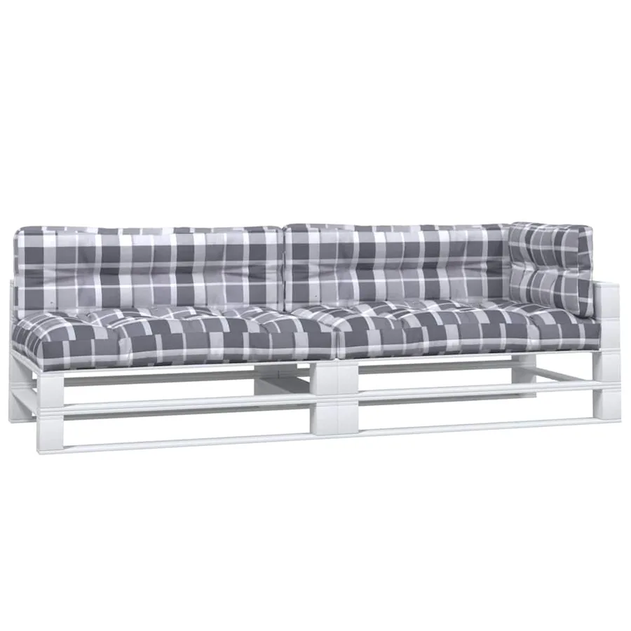 Coussins de palette lot de 5 motif à carreaux gris tissu - 3