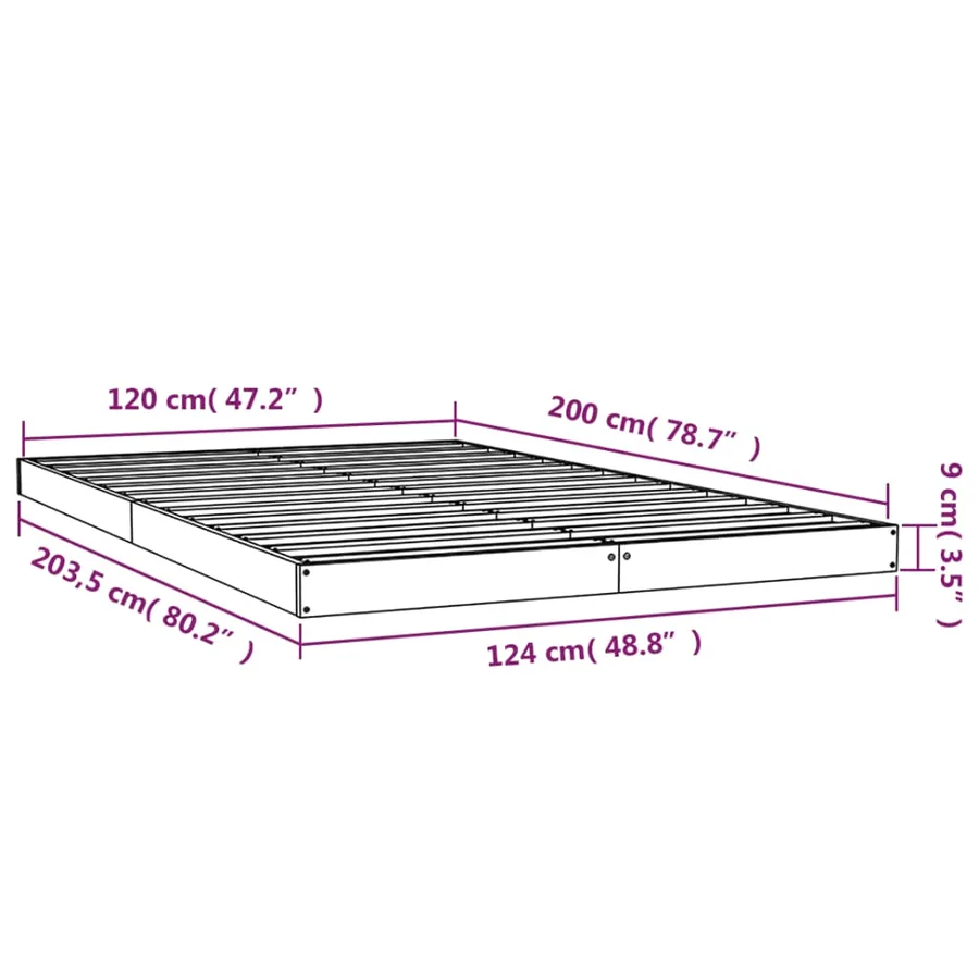 Cadre de lit sans matelas 120x200 cm bois de pin massif - 8