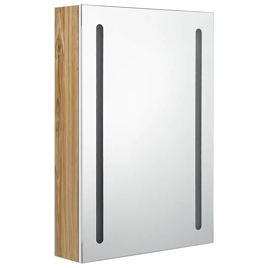 Armoire de salle de bain à miroir LED blanc et chêne 50x13x70cm - 3