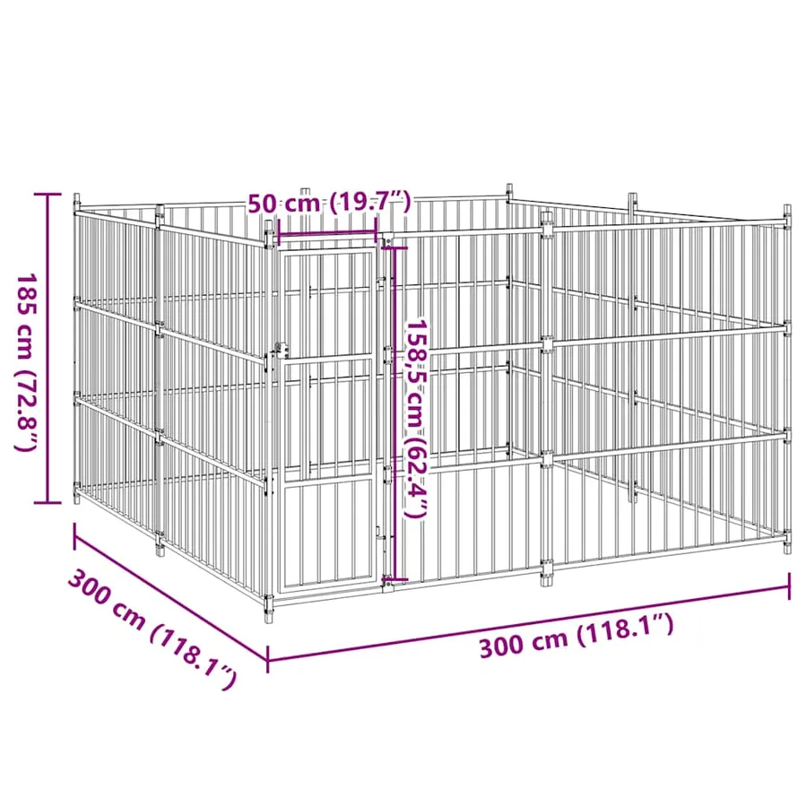 Chenil d'extérieur pour chiens 300 x 300 x 185 cm - 7
