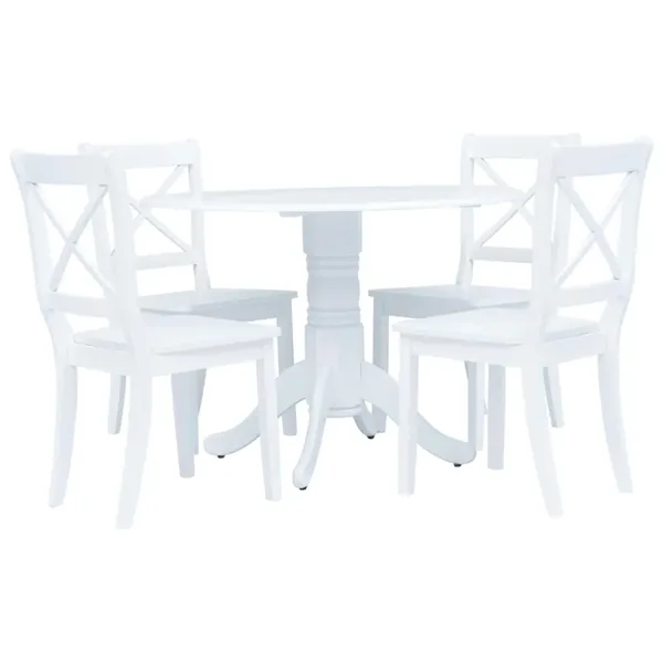 Ensemble de salle à manger 5 pcs Bois d'hévéa Blanc