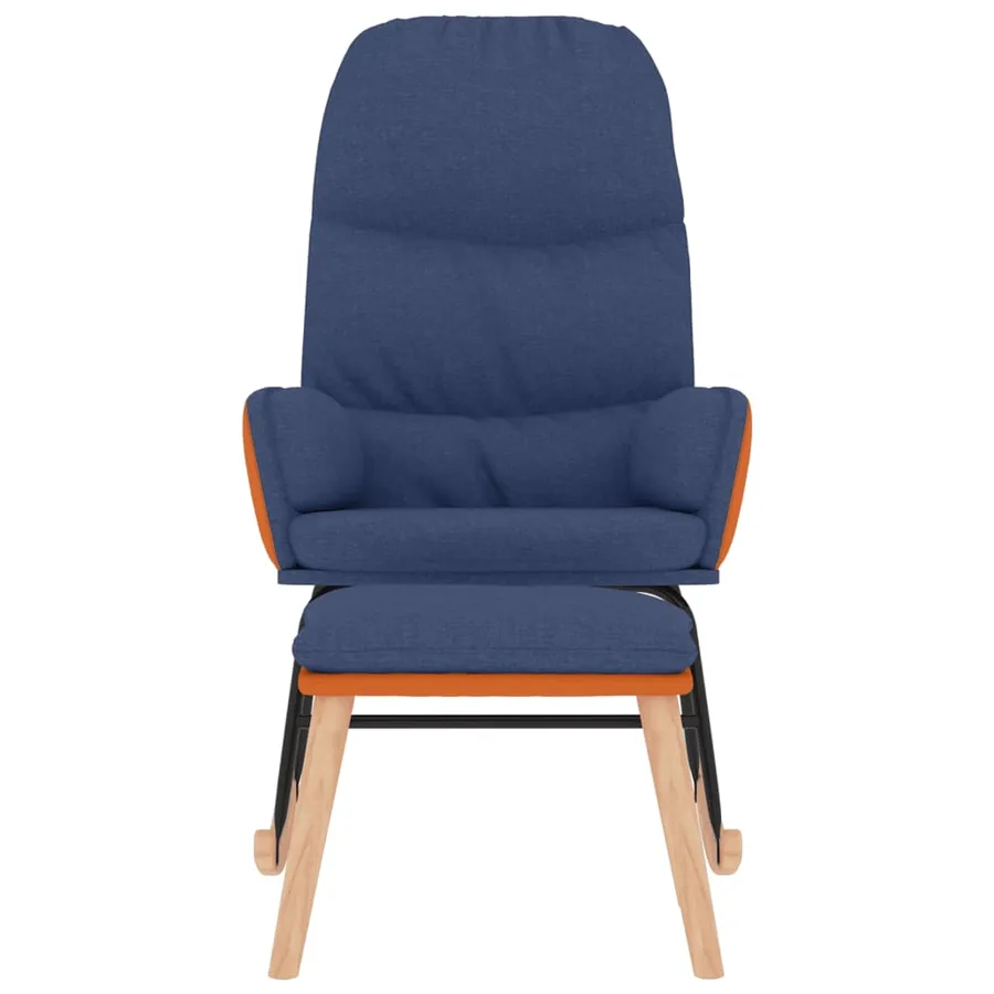 Chaise à bascule avec repose-pied Bleu Tissu - 3