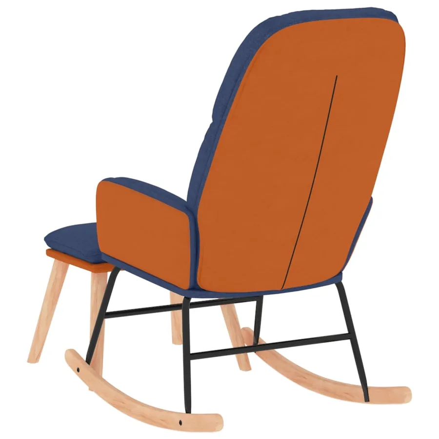 Chaise à bascule avec repose-pied Bleu Tissu - 5