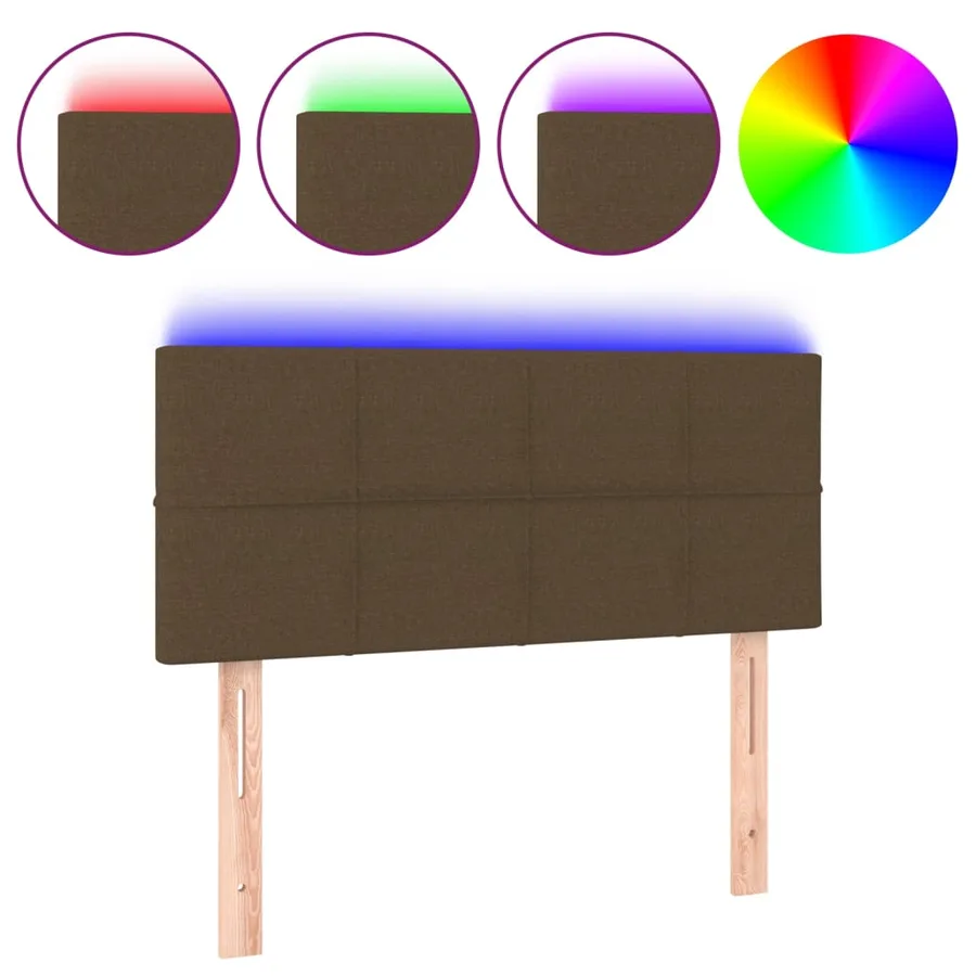 Tête de lit à LED Marron Foncé 80x5x78/88 cm Tissu - 2