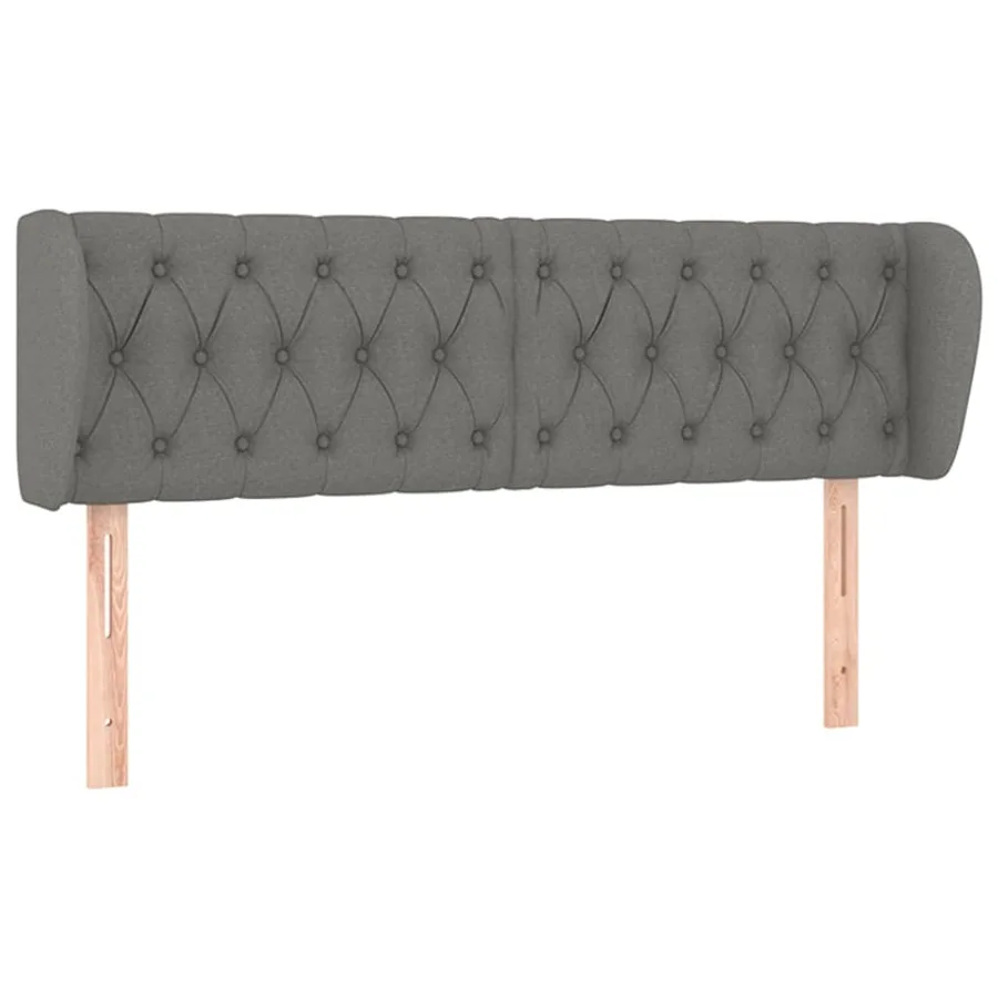 Tête de lit avec oreilles Gris foncé 163x23x78/88 cm Tissu - 2