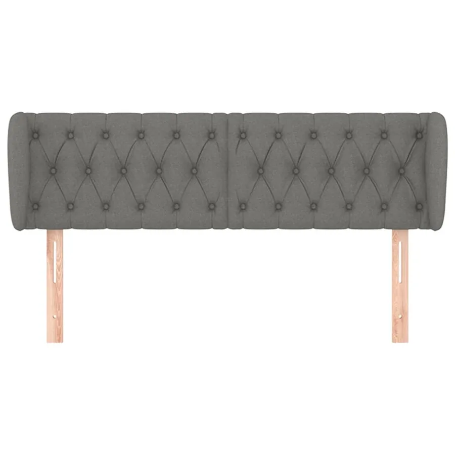 Tête de lit avec oreilles Gris foncé 163x23x78/88 cm Tissu - 3