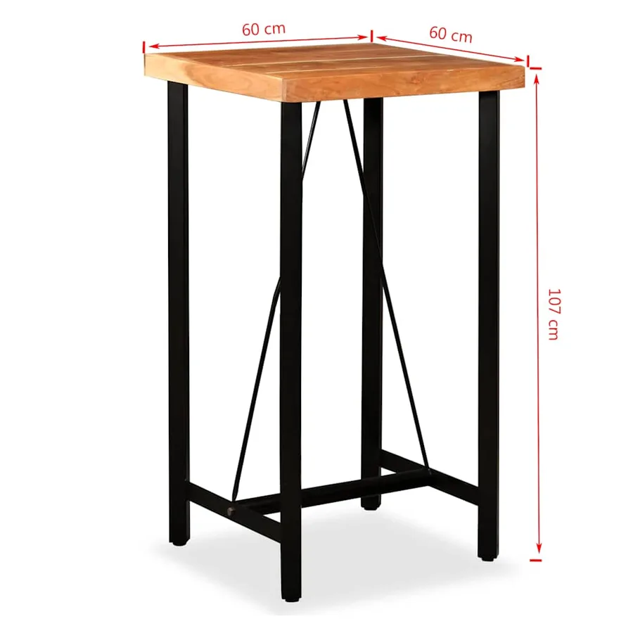 Table de bar Bois massif d'acacia 60x60x107 cm - 15
