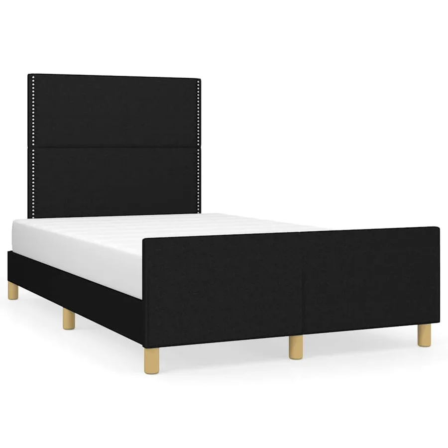 Cadre de lit sans matelas noir 120x200 cm tissu - 2