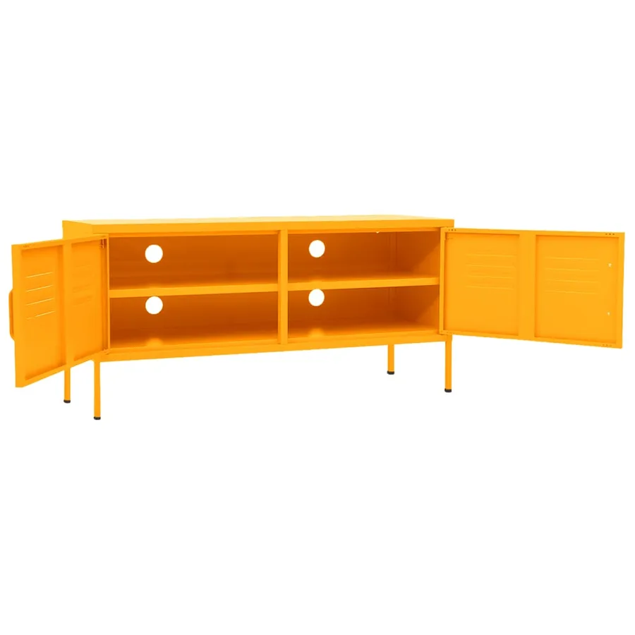 Meuble TV Jaune moutarde 105x35x50 cm Acier - 6