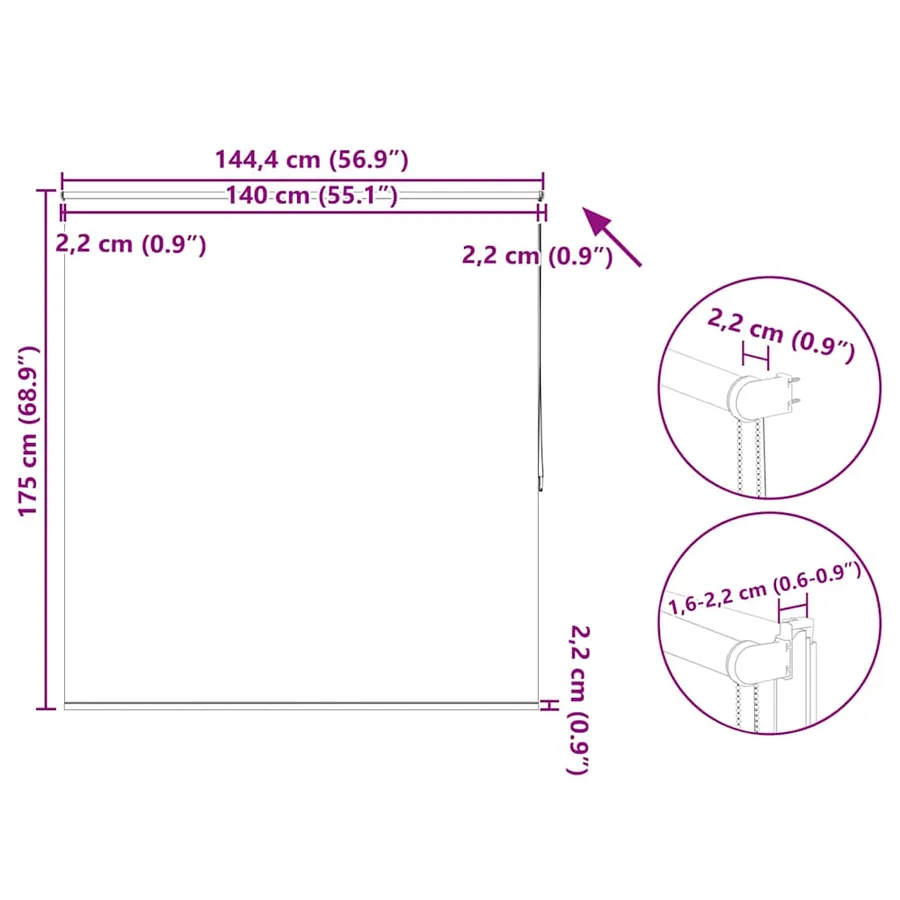 Store enrouleur occultant 144,4 x 175 cm, largeur du tissu 140 cm, blanc - 18