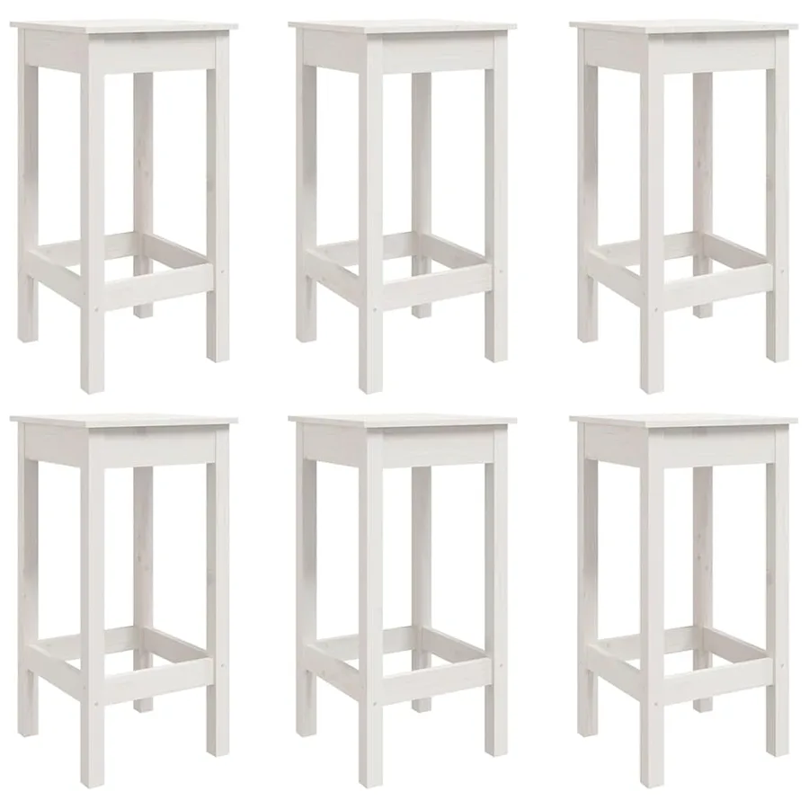 Ensemble de bar de jardin 7 pcs blanc bois de pin massif - 6