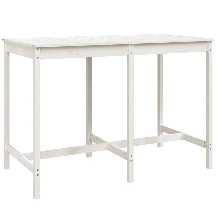 Ensemble de bar de jardin 7 pcs blanc bois de pin massif - 8