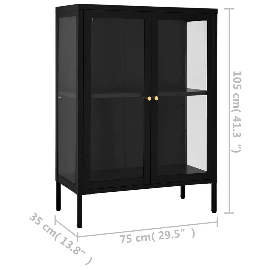 Buffet Noir 75x35x105 cm Acier et verre - 10