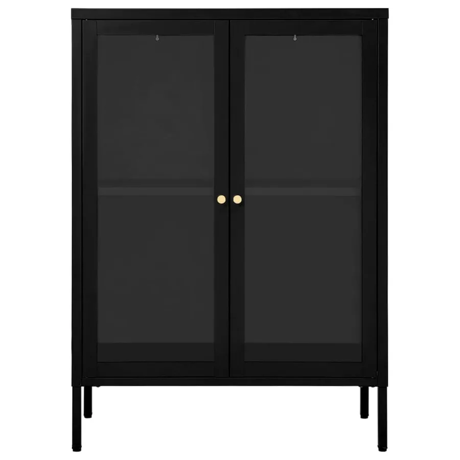 Buffet Noir 75x35x105 cm Acier et verre - 3