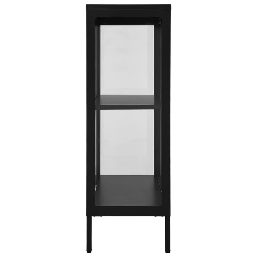 Buffet Noir 75x35x105 cm Acier et verre - 4