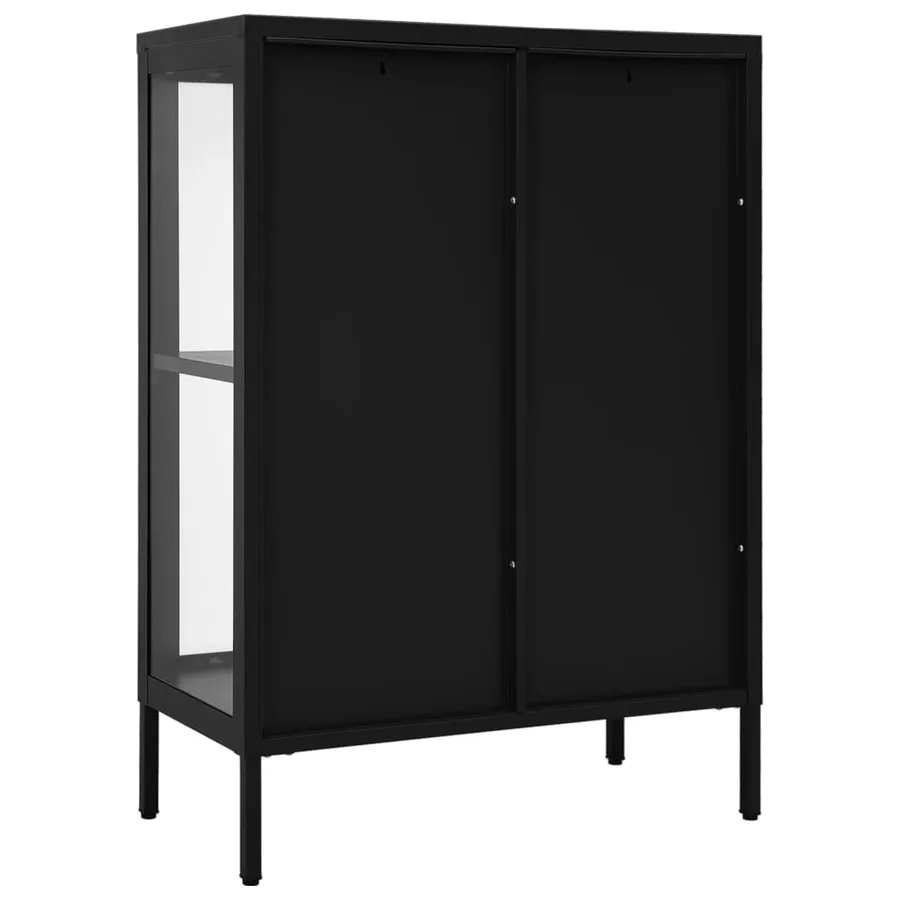 Buffet Noir 75x35x105 cm Acier et verre - 5