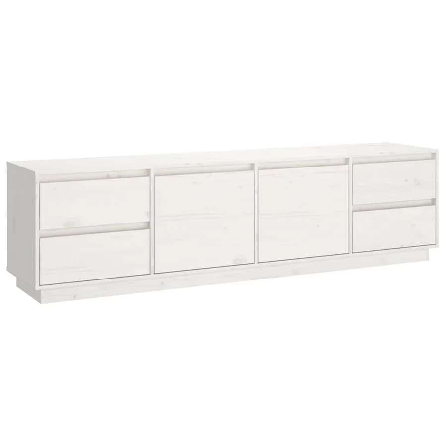Meuble TV Blanc 176x37x47,5 cm Bois de pin massif - 2