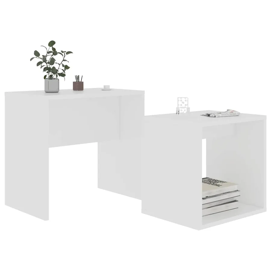Ensemble de table basse Blanc 48x30x45 cm Bois d'ingénierie - 3