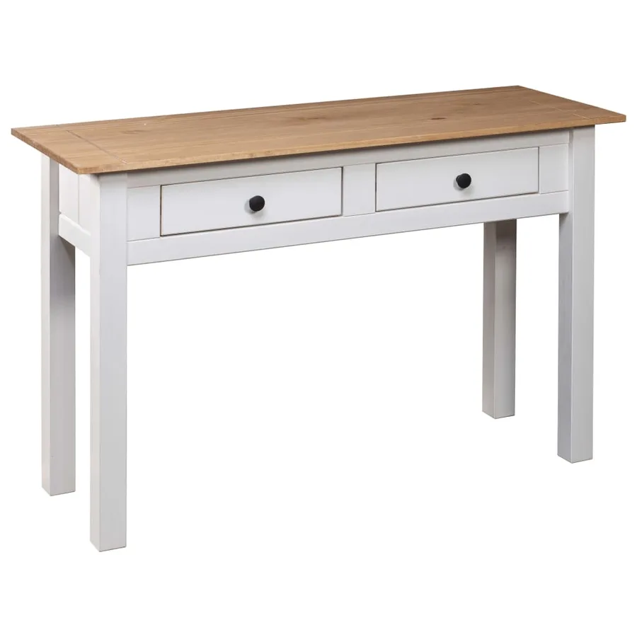 Table console Blanc 110x40x72 cm Pin solide Gamme Panama - 4