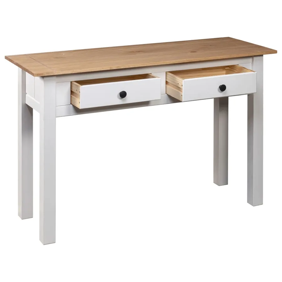 Table console Blanc 110x40x72 cm Pin solide Gamme Panama - 6