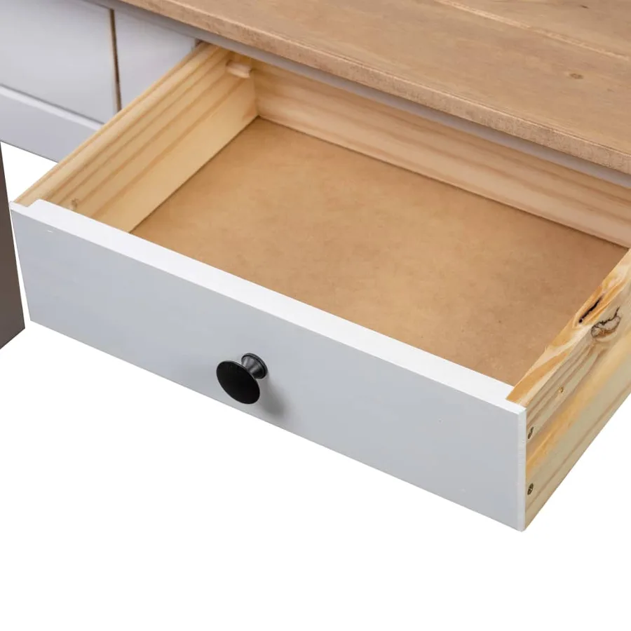 Table console Blanc 110x40x72 cm Pin solide Gamme Panama - 8