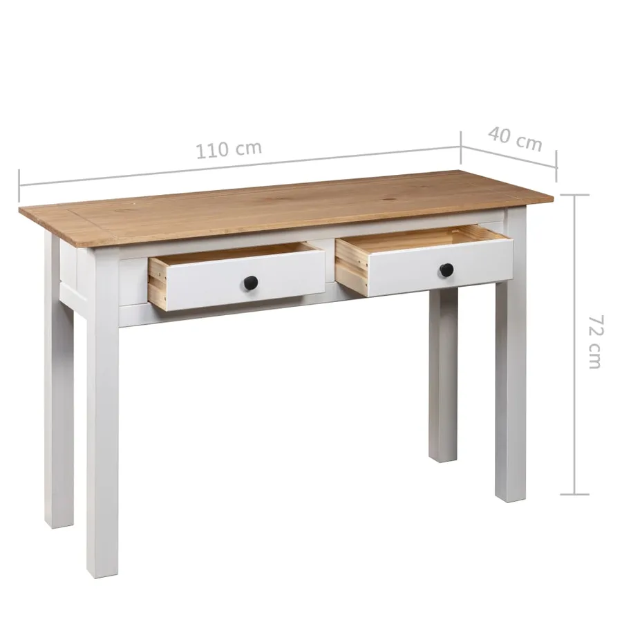 Table console Blanc 110x40x72 cm Pin solide Gamme Panama - 9