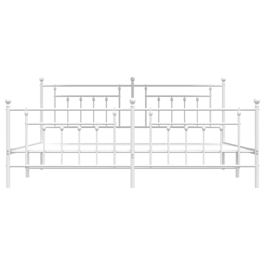 Cadre de lit métal sans matelas et pied de lit blanc 193x203 cm - 6