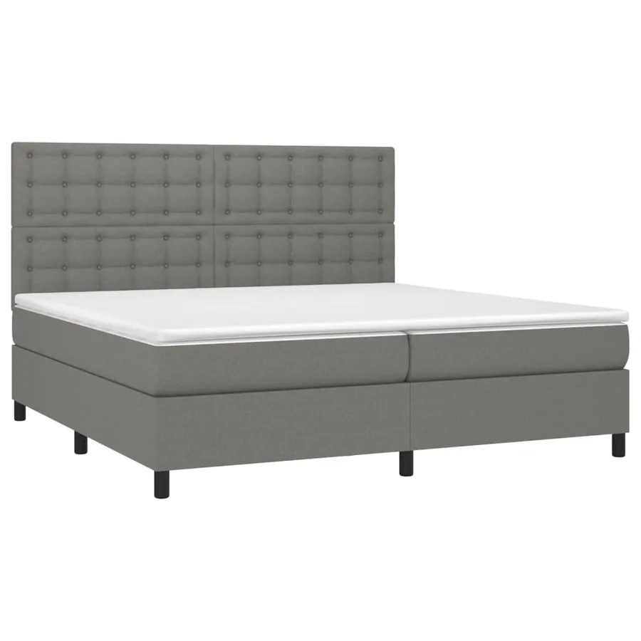 Sommier à lattes de lit avec matelas Gris foncé 200x200cm Tissu - 3