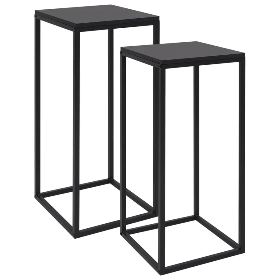 Tables d'appoint 2 pcs Noir Acier - 2