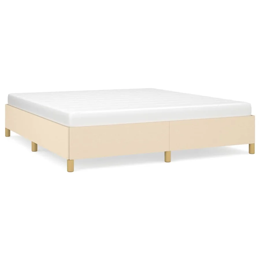 Cadre de lit sans matelas crème 180x200 cm tissu - 2