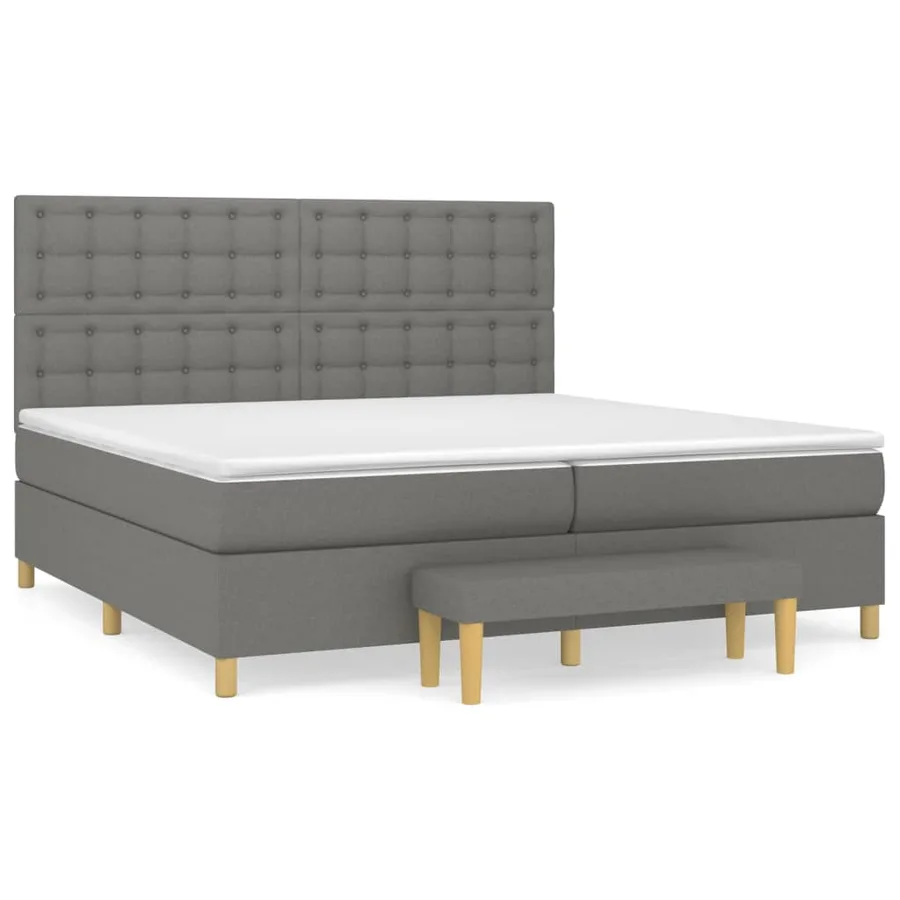 Sommier à lattes de lit avec matelas Gris foncé 200x200cm Tissu - 2
