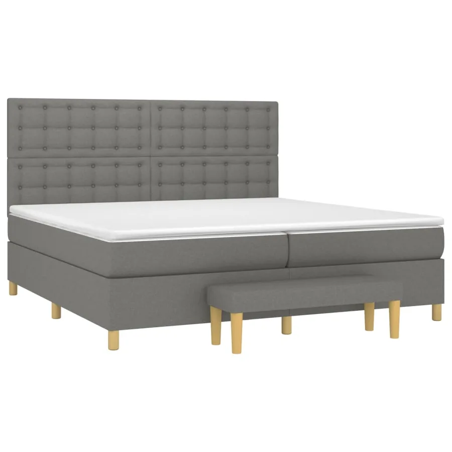 Sommier à lattes de lit avec matelas Gris foncé 200x200cm Tissu - 3