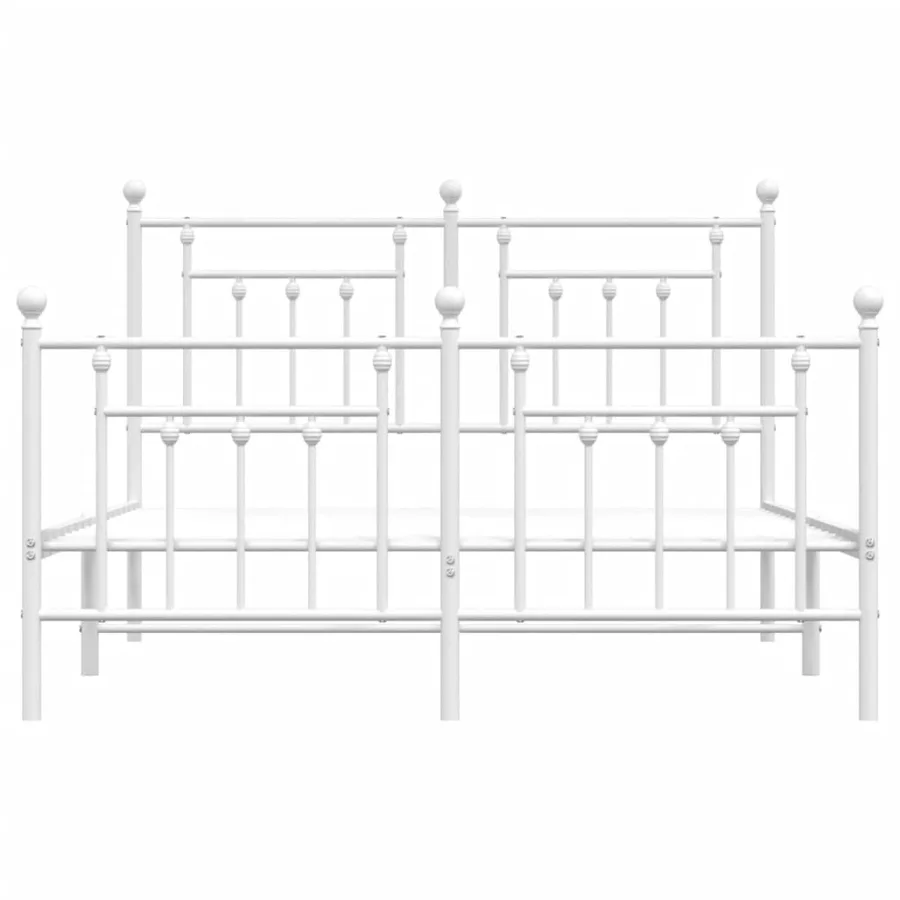 Cadre de lit métal sans matelas et pied de lit blanc 140x190 cm - 6