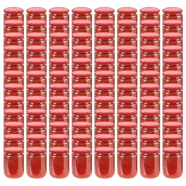 Pots à confiture avec couvercle rouge 96 pcs Verre 230 ml