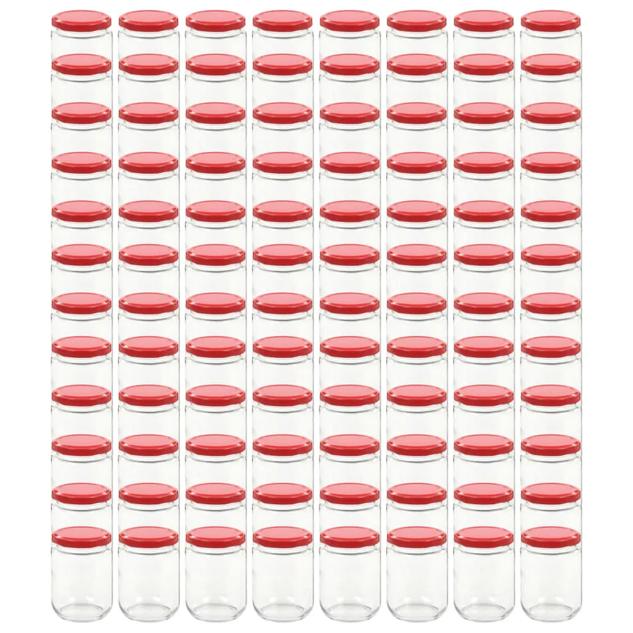 Pots à confiture avec couvercle rouge 96 pcs Verre 230 ml - 2