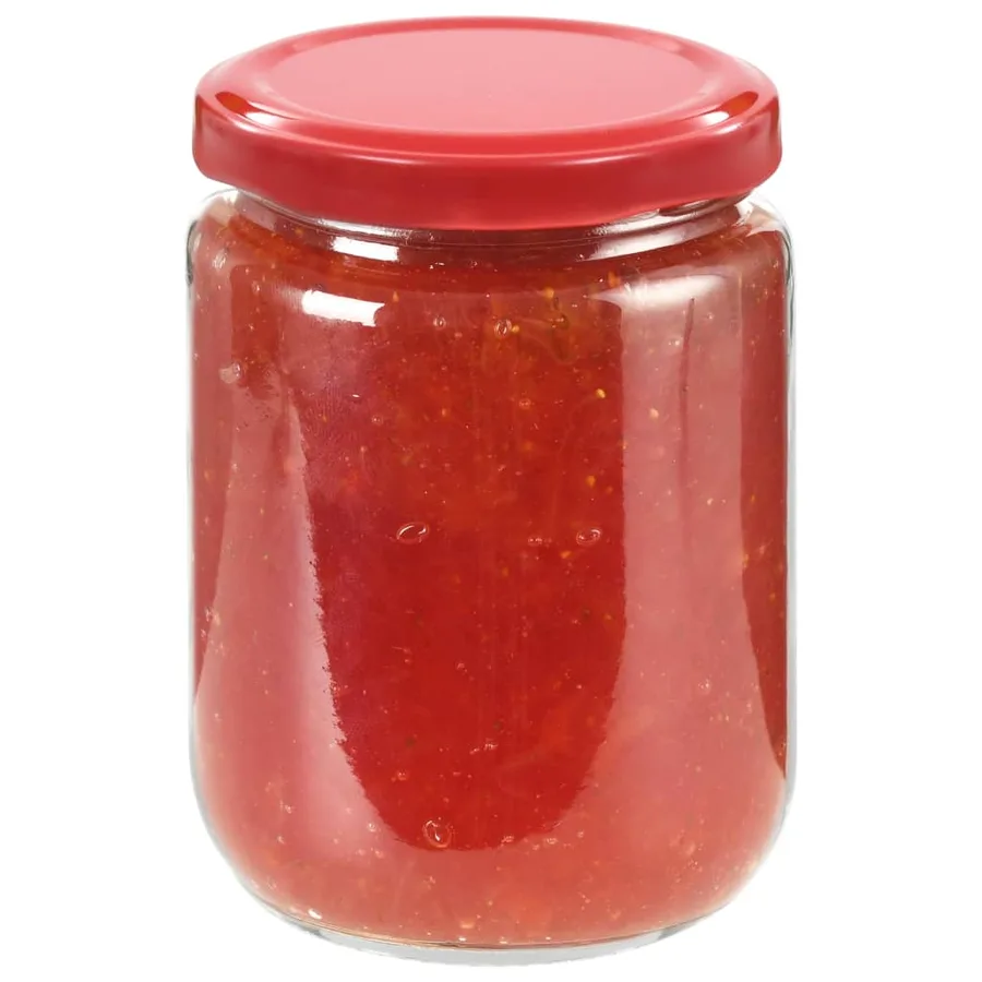 Pots à confiture avec couvercle rouge 96 pcs Verre 230 ml - 3