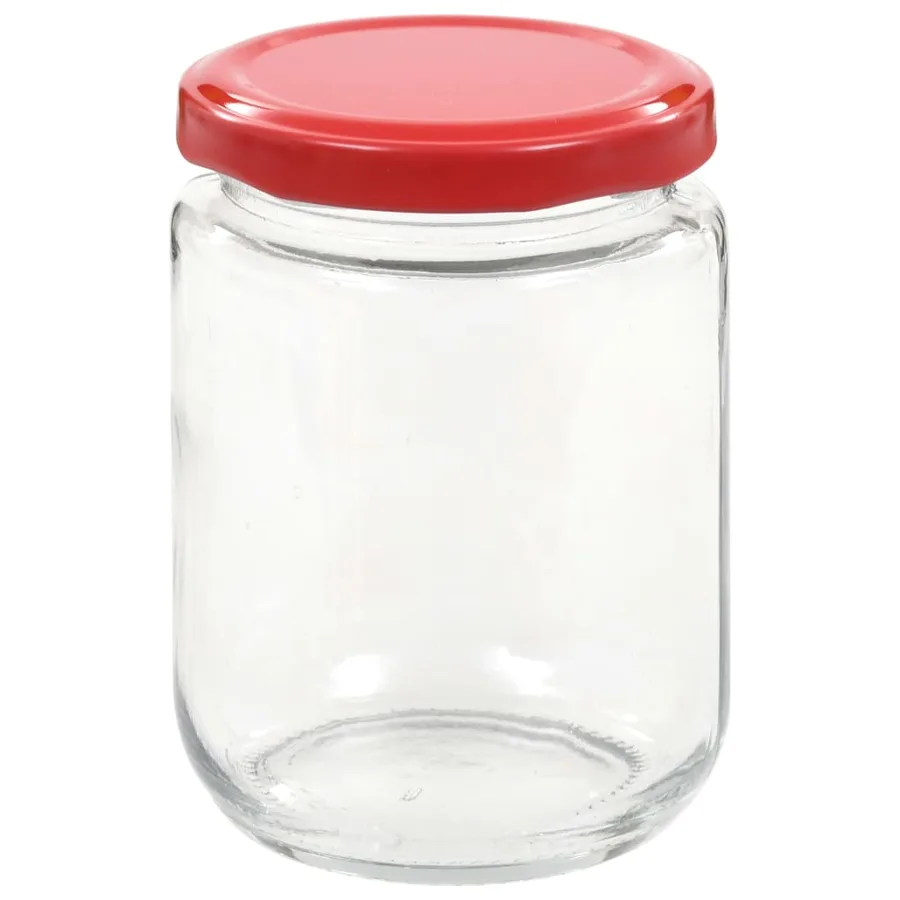 Pots à confiture avec couvercle rouge 96 pcs Verre 230 ml - 4