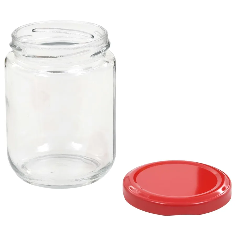 Pots à confiture avec couvercle rouge 96 pcs Verre 230 ml - 5