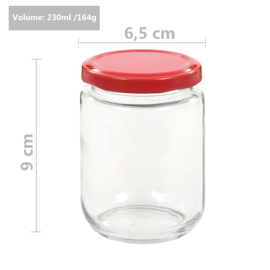 Pots à confiture avec couvercle rouge 96 pcs Verre 230 ml - 7