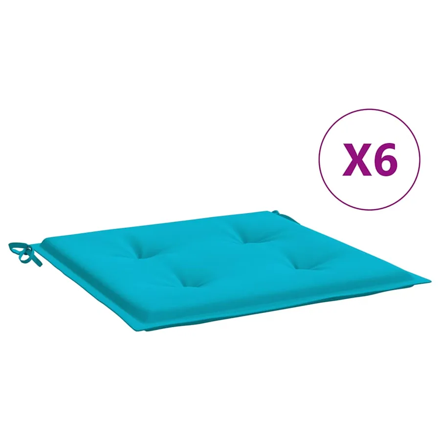 Coussins de chaise de jardin lot de 6 turquoise 50x50x4cm tissu - 2