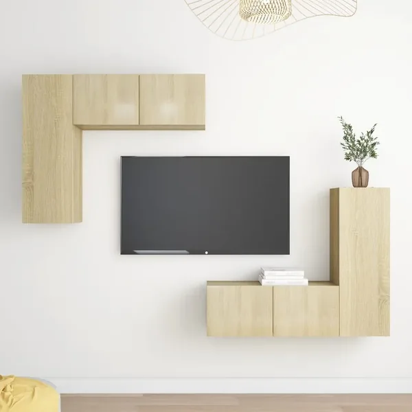 Ensemble de meubles TV 4 pcs Chêne sonoma Bois d'ingénierie