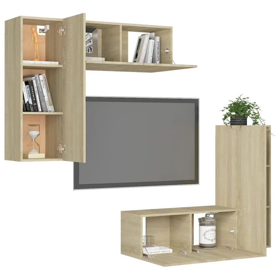 Ensemble de meubles TV 4 pcs Chêne sonoma Bois d'ingénierie - 3